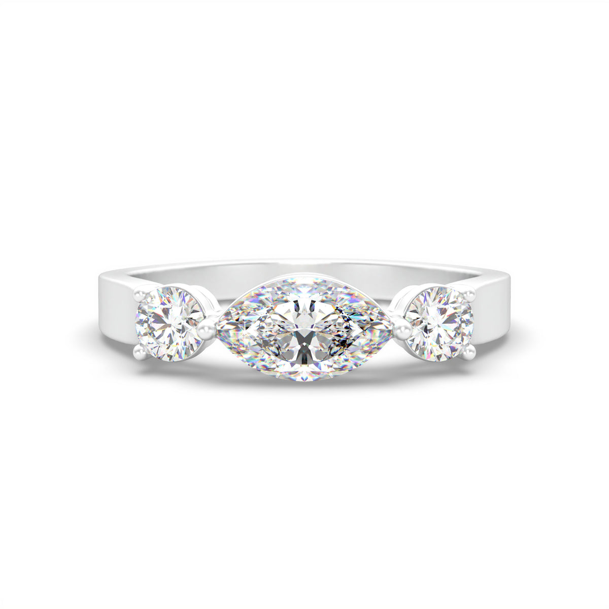 Alessia <br> marquise diamond three stone ring