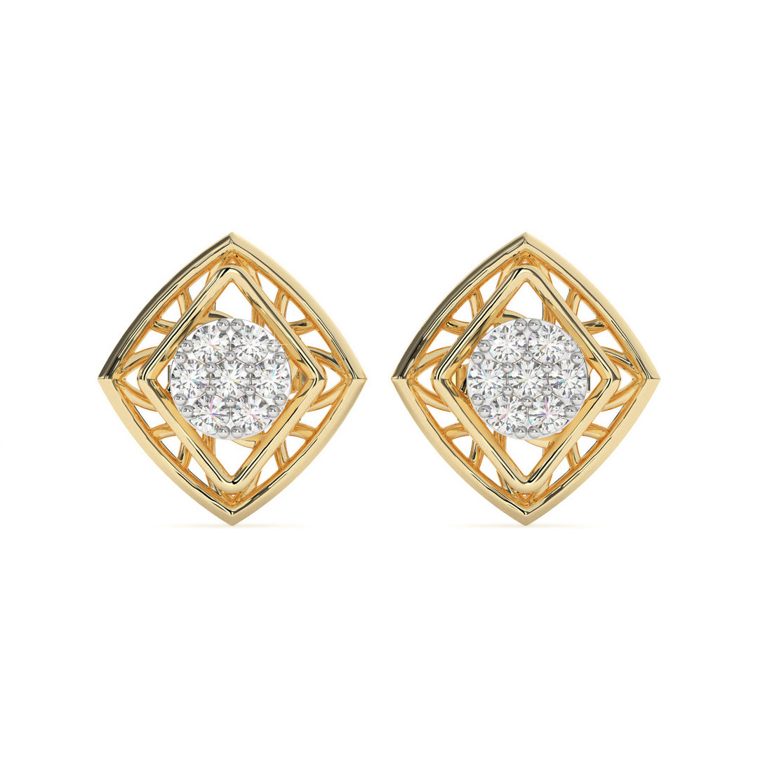 Alienòr - Geometric diamond cluster studs