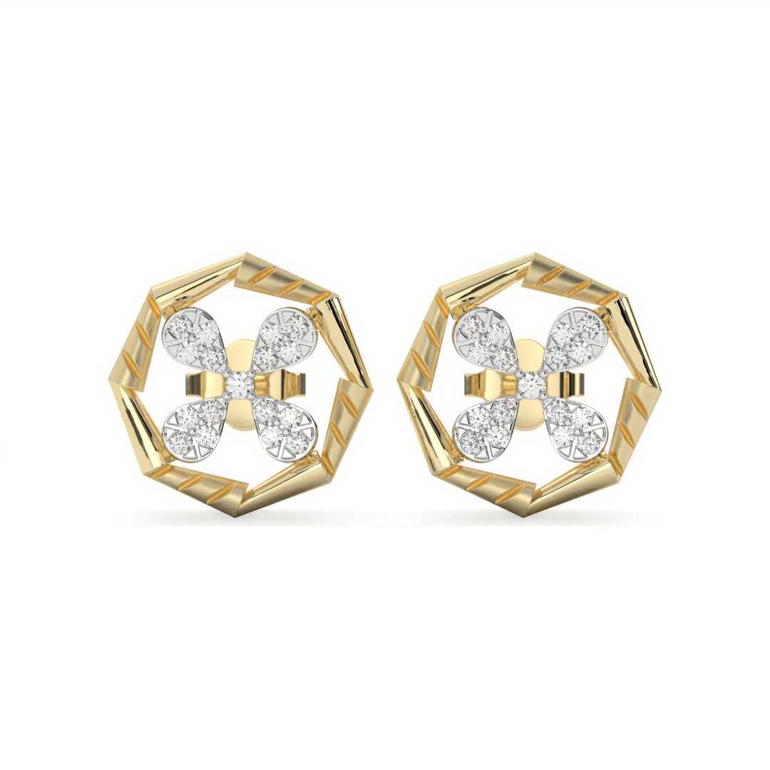 Louise <br> Floral Geometric Diamond Studs