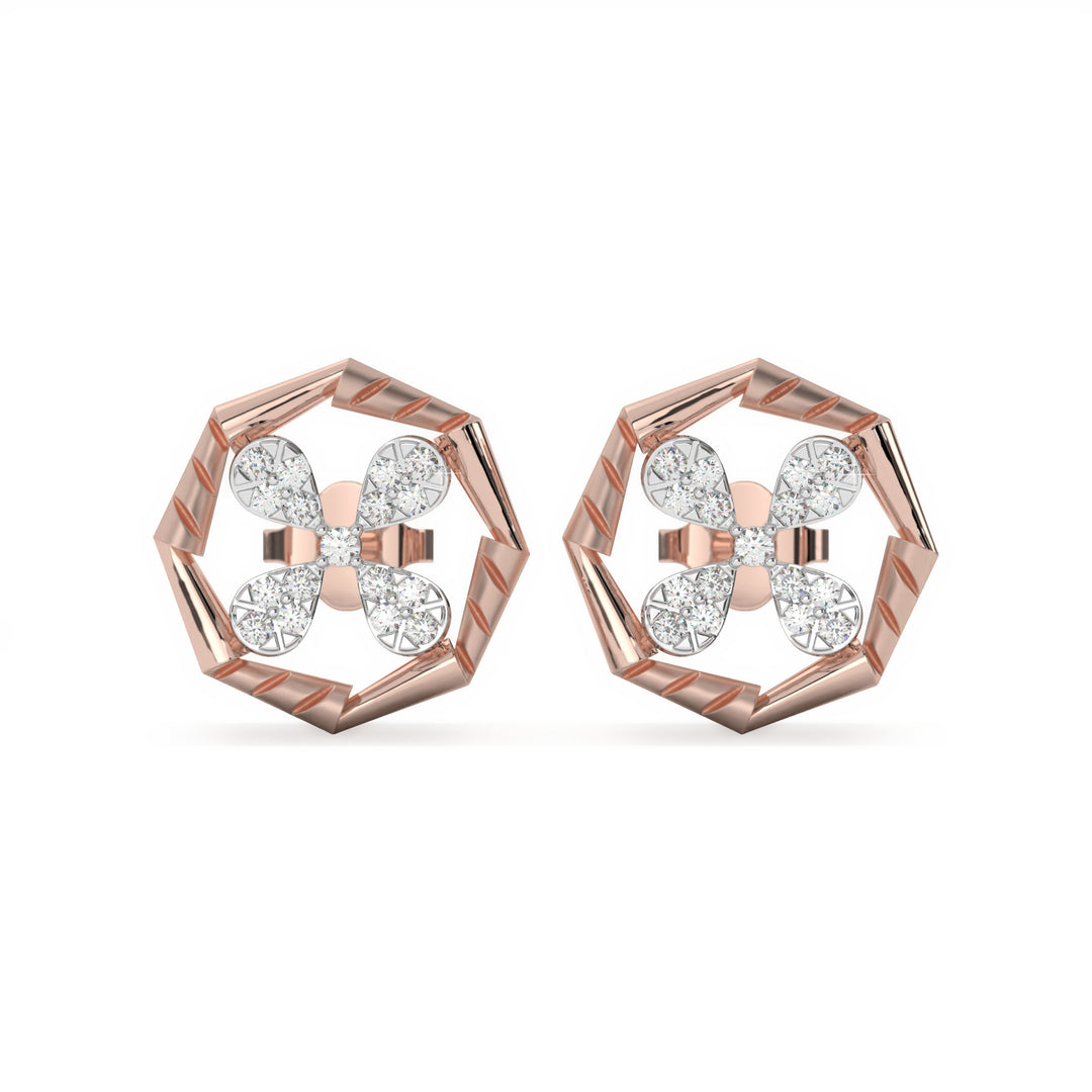 Louise <br> Floral Geometric Diamond Studs