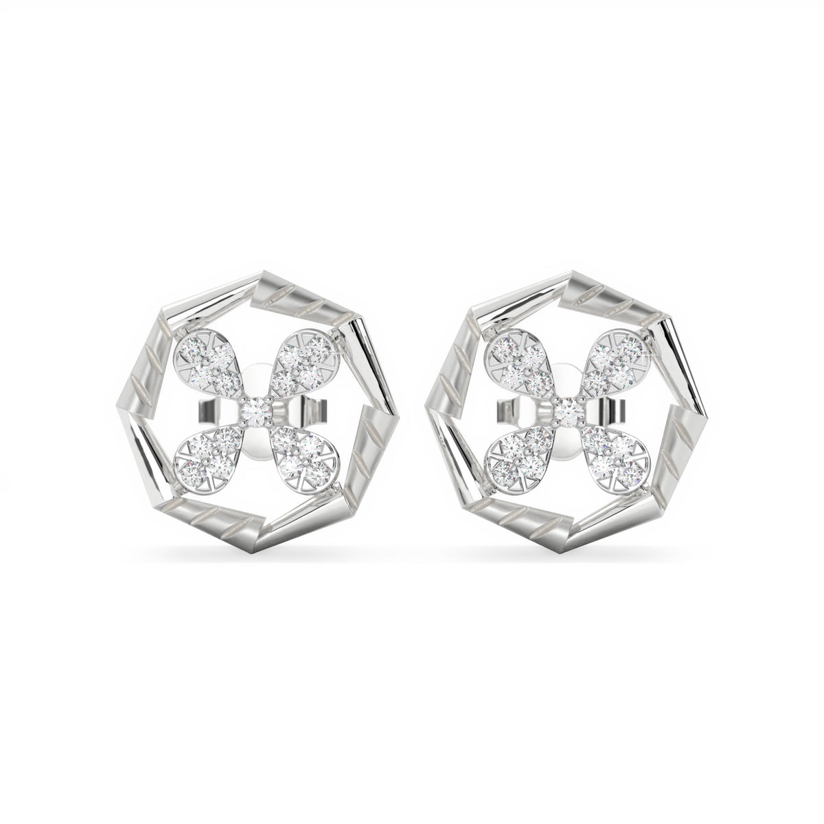 Louise  floral geometric diamond studs