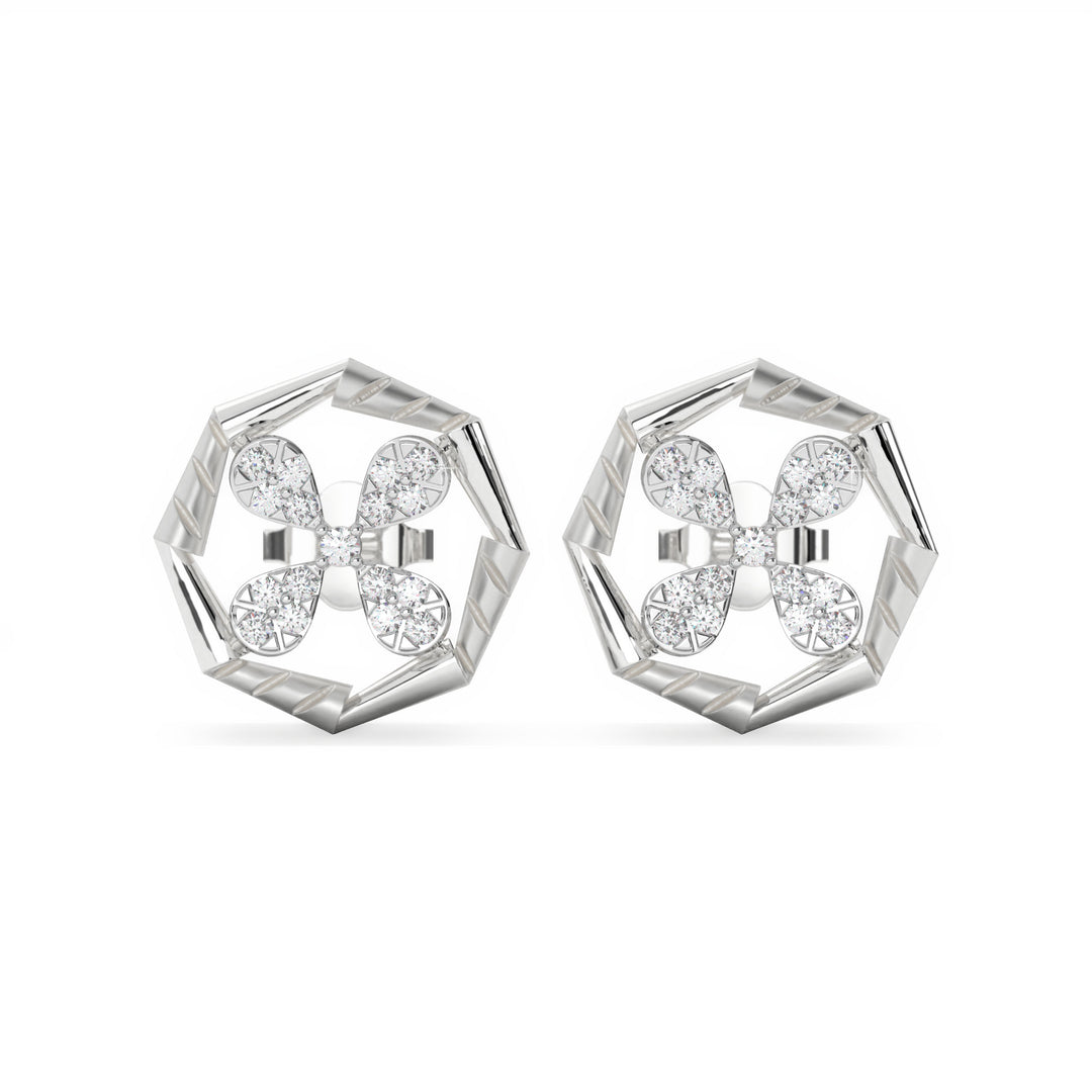 Louise <br> Floral Geometric Diamond Studs