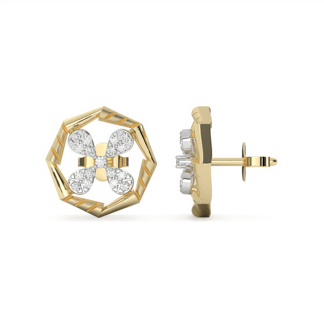 Louise <br> Floral Geometric Diamond Studs