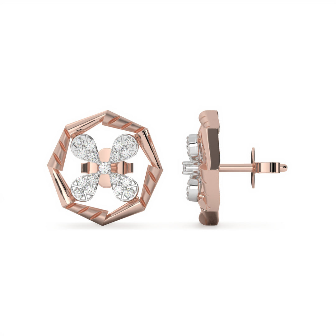 Louise <br> Floral Geometric Diamond Studs