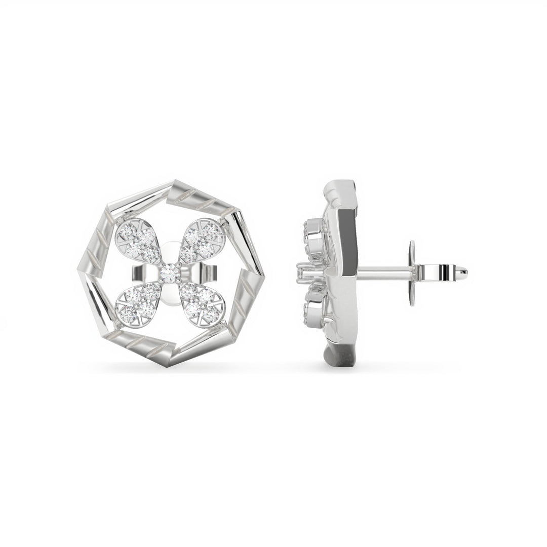 Louise <br> Floral Geometric Diamond Studs