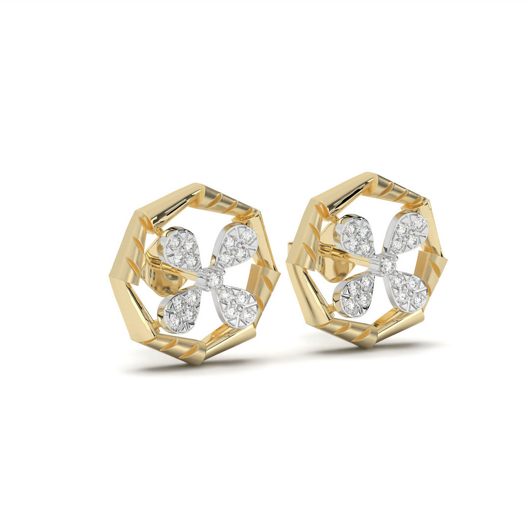 Louise <br> Floral Geometric Diamond Studs