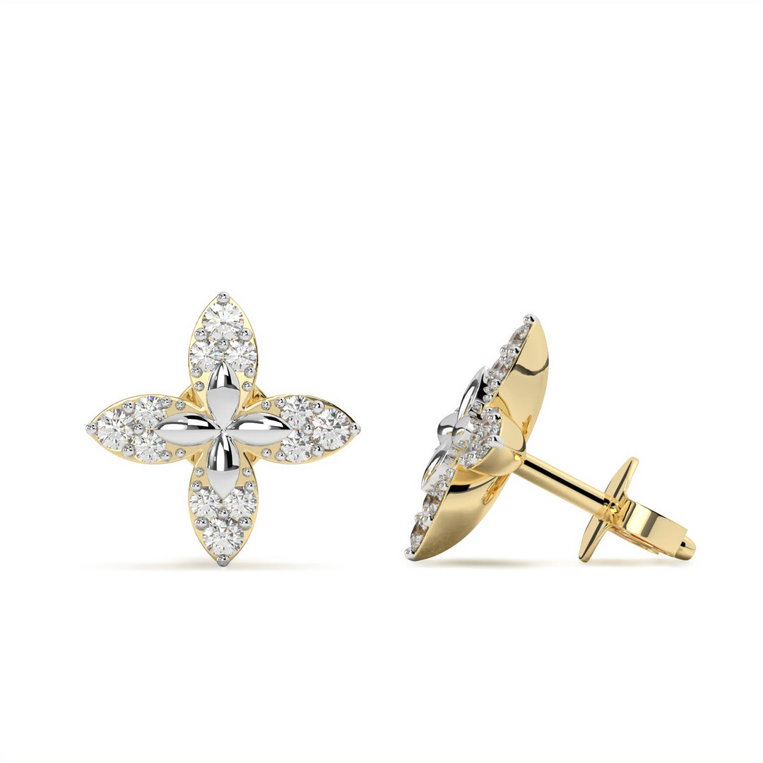 Gaëlle - Floral Diamond Stud Earrings