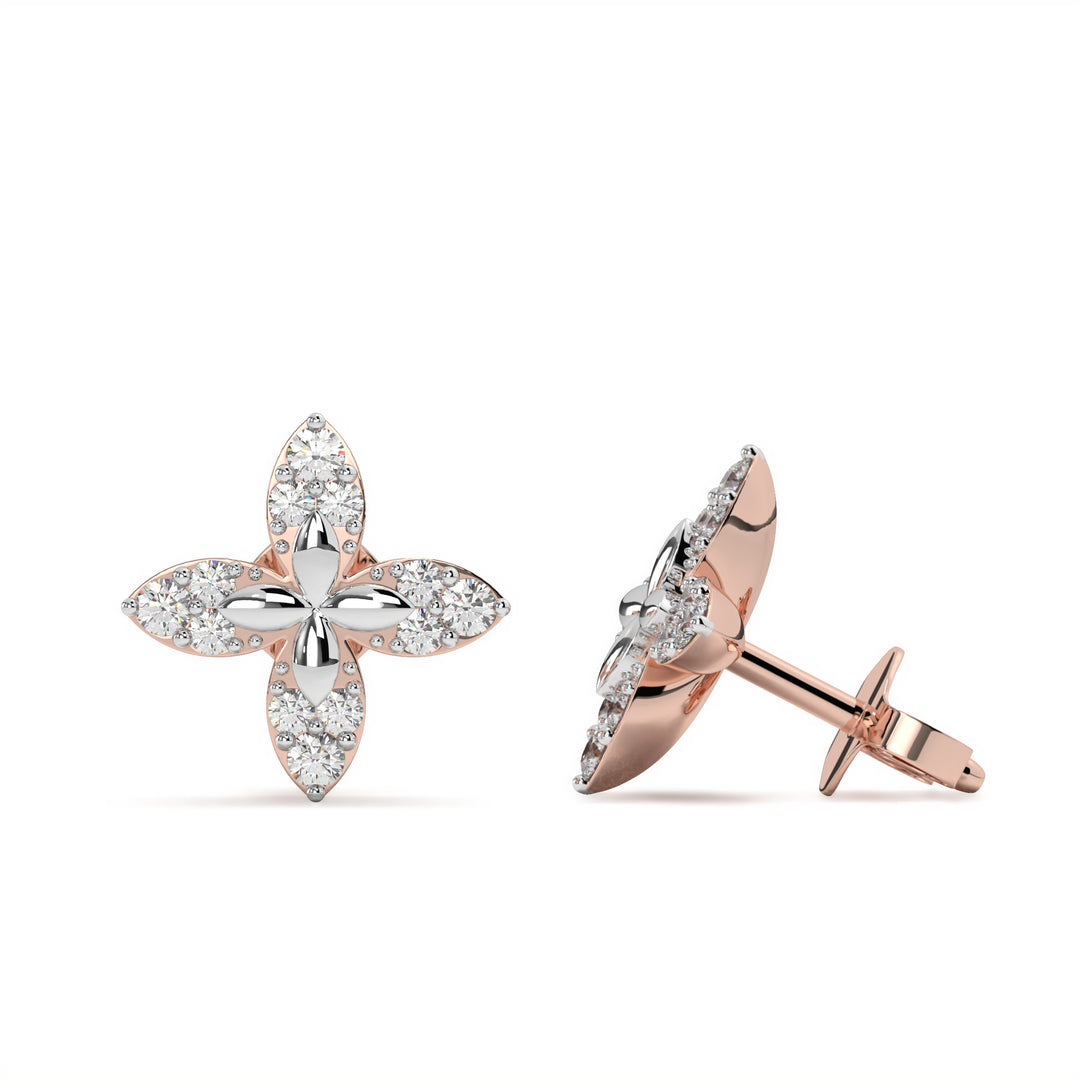 Gaëlle - Floral Diamond Stud Earrings