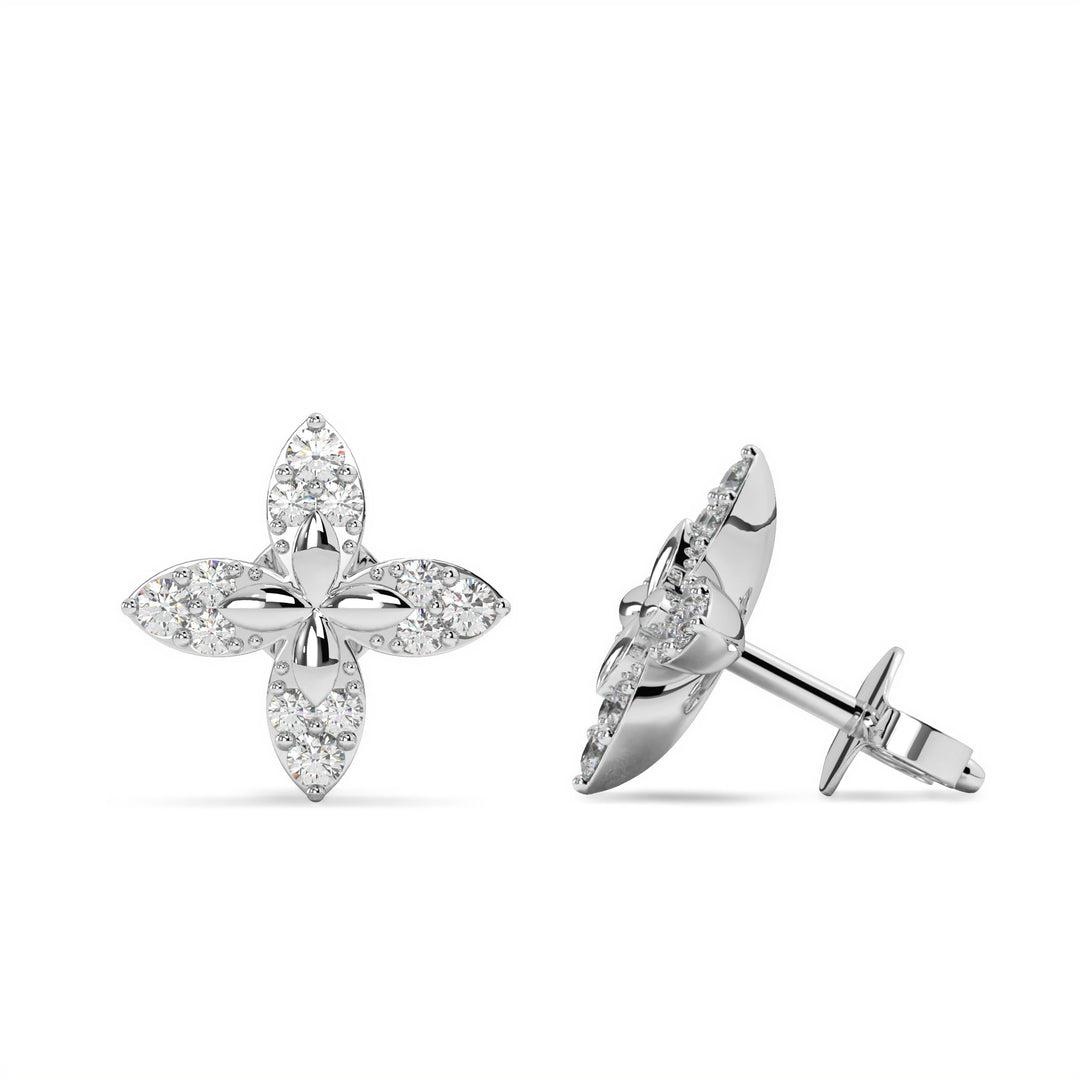 Gaëlle - Floral Diamond Stud Earrings