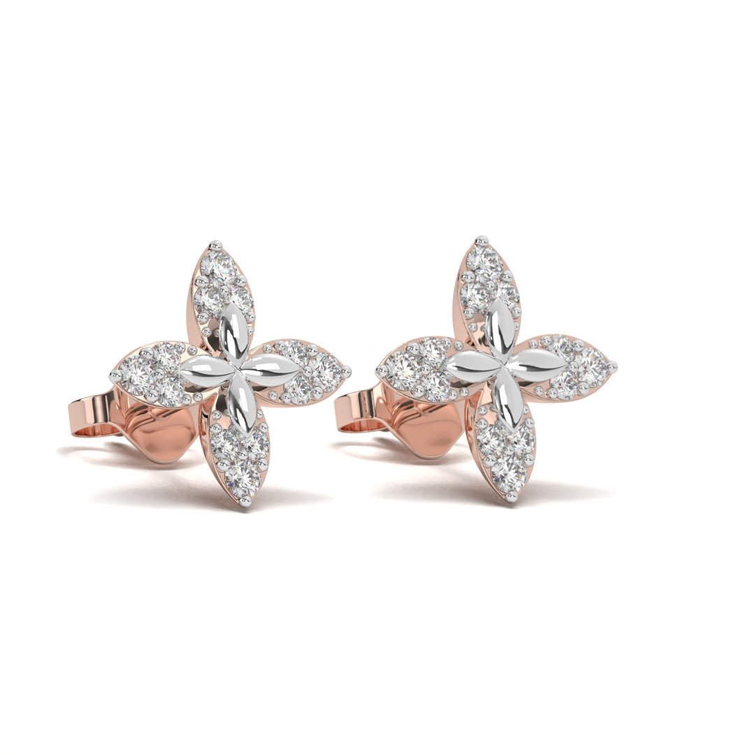 Gaëlle - Floral Diamond Stud Earrings