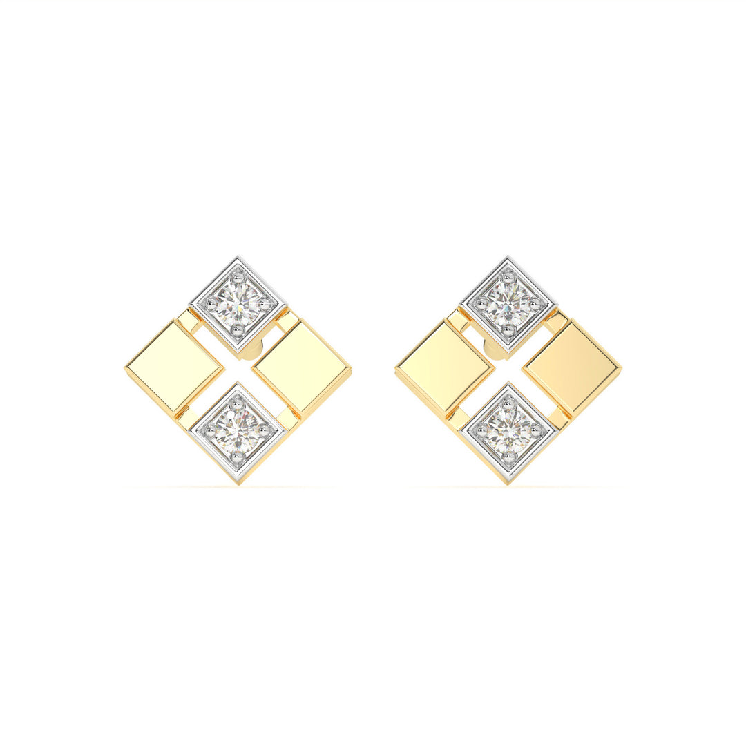 Juliette - Geometric diamond stud earrings