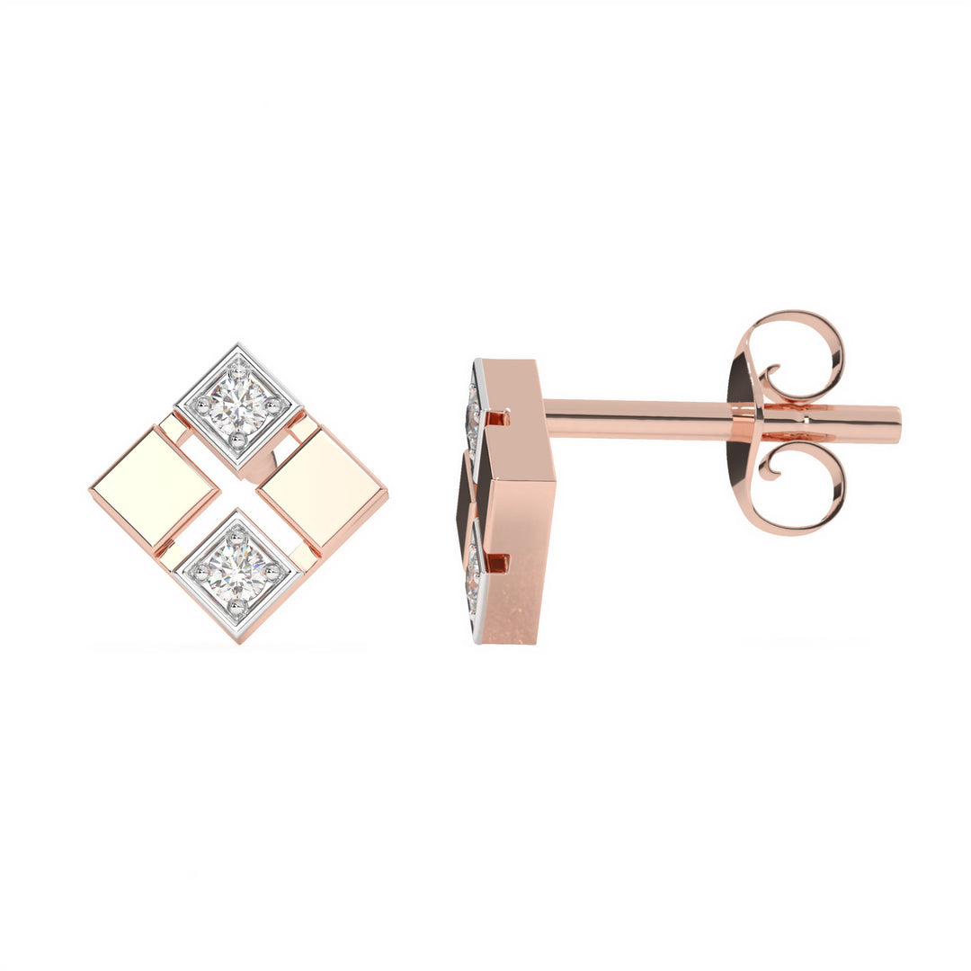 Juliette - Geometric diamond stud earrings