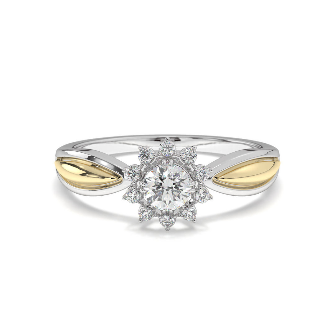 Giulia-Two-tone floral halo solitaire