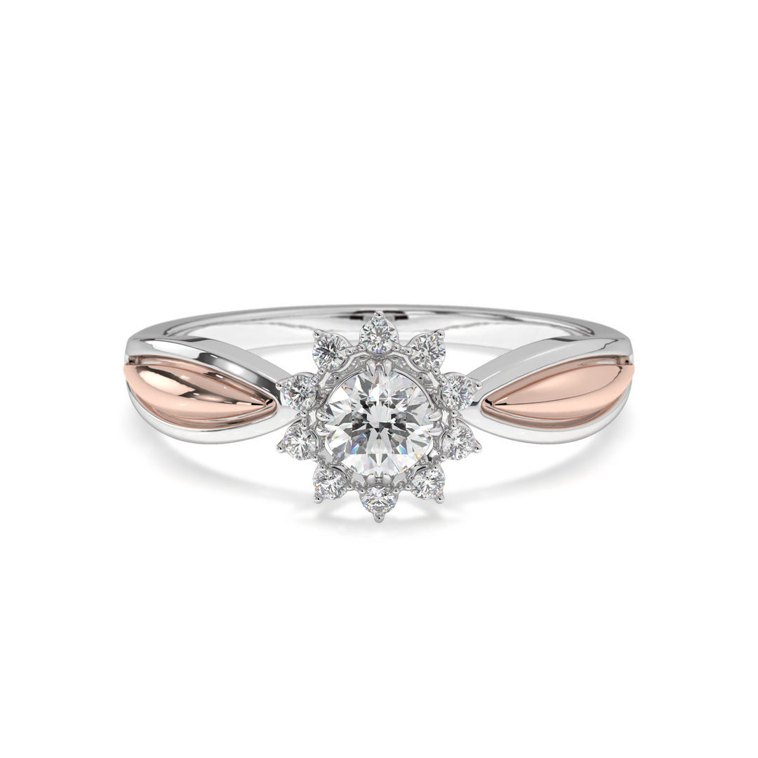 Giulia  Two-tone Floral Halo Solitaire