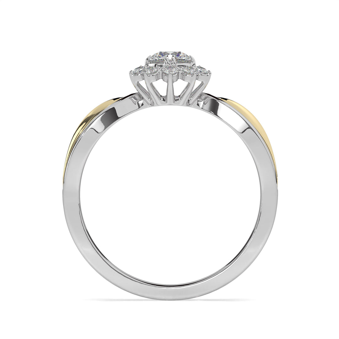 Giulia  Two-tone Floral Halo Solitaire