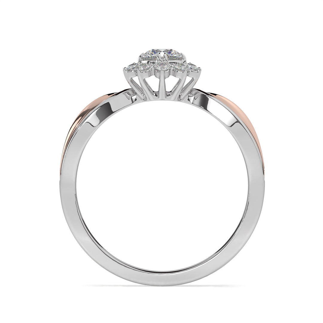 Giulia  Two-tone Floral Halo Solitaire