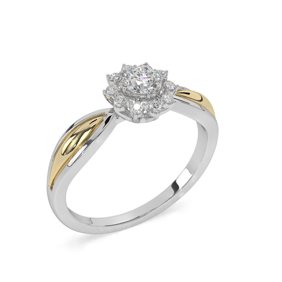 Giulia  Two-tone Floral Halo Solitaire