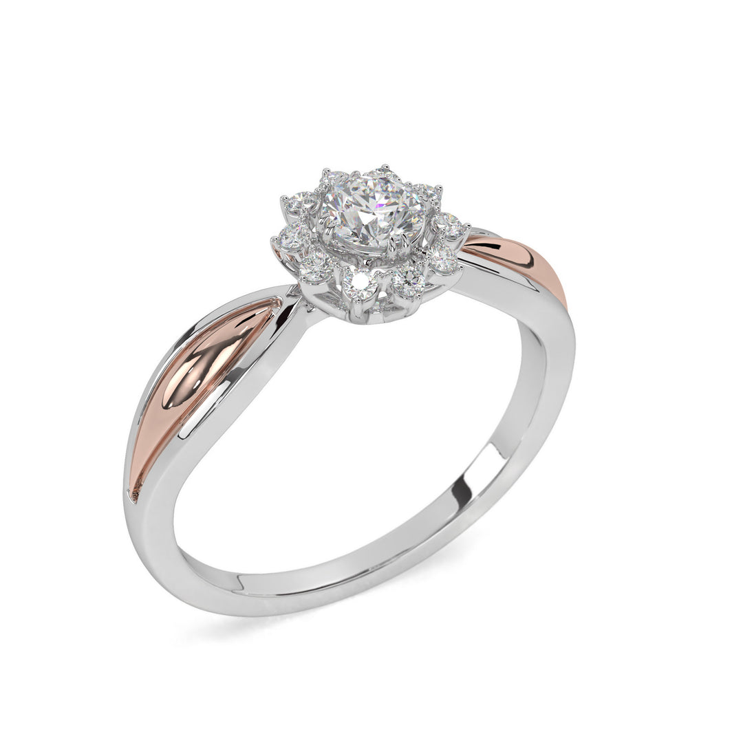 Giulia  Two-tone Floral Halo Solitaire