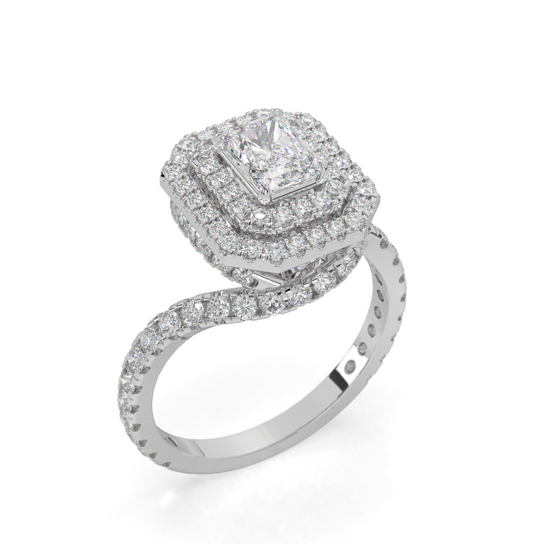 Aurora-Radiant double halo statement ring