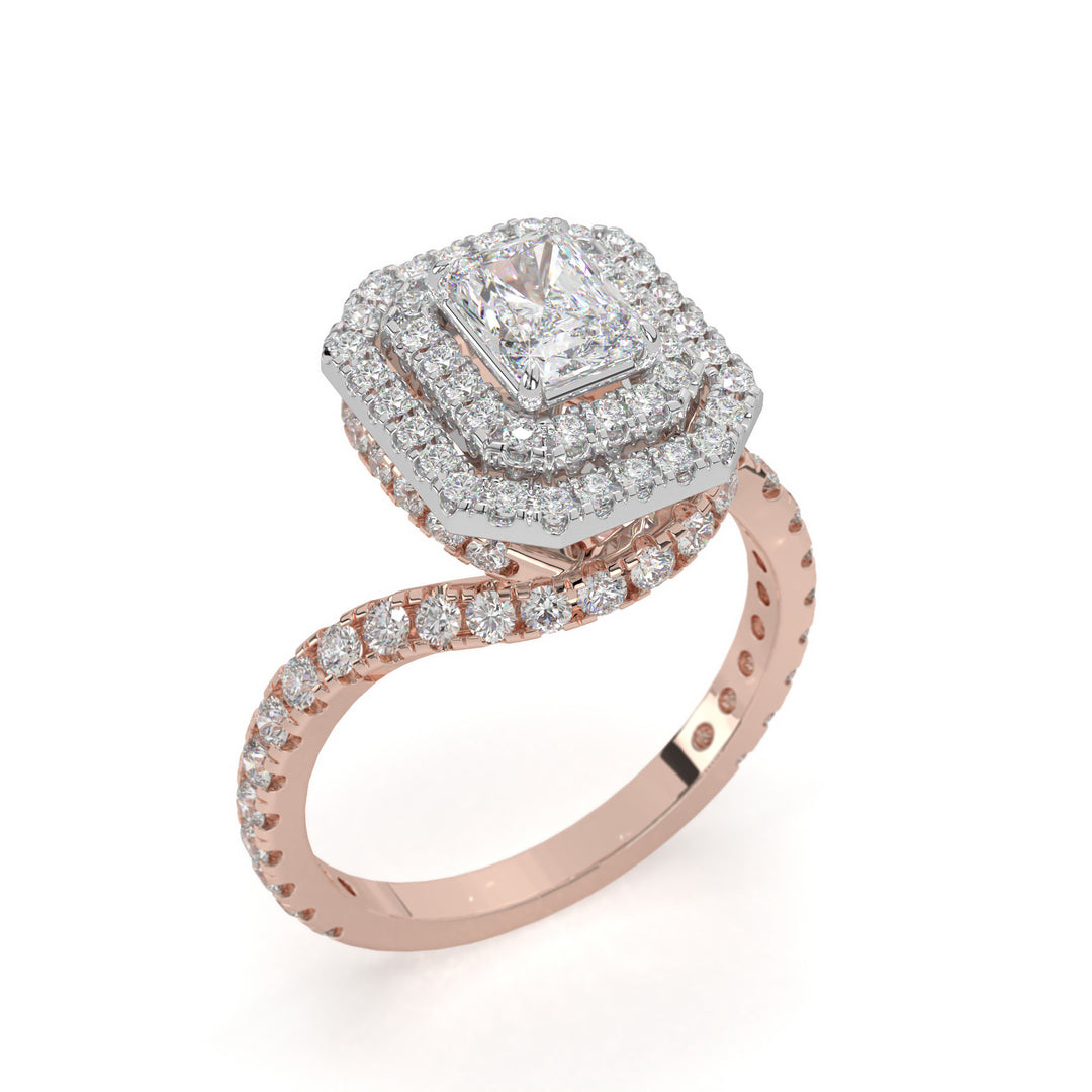 Aurora-Radiant double halo statement ring