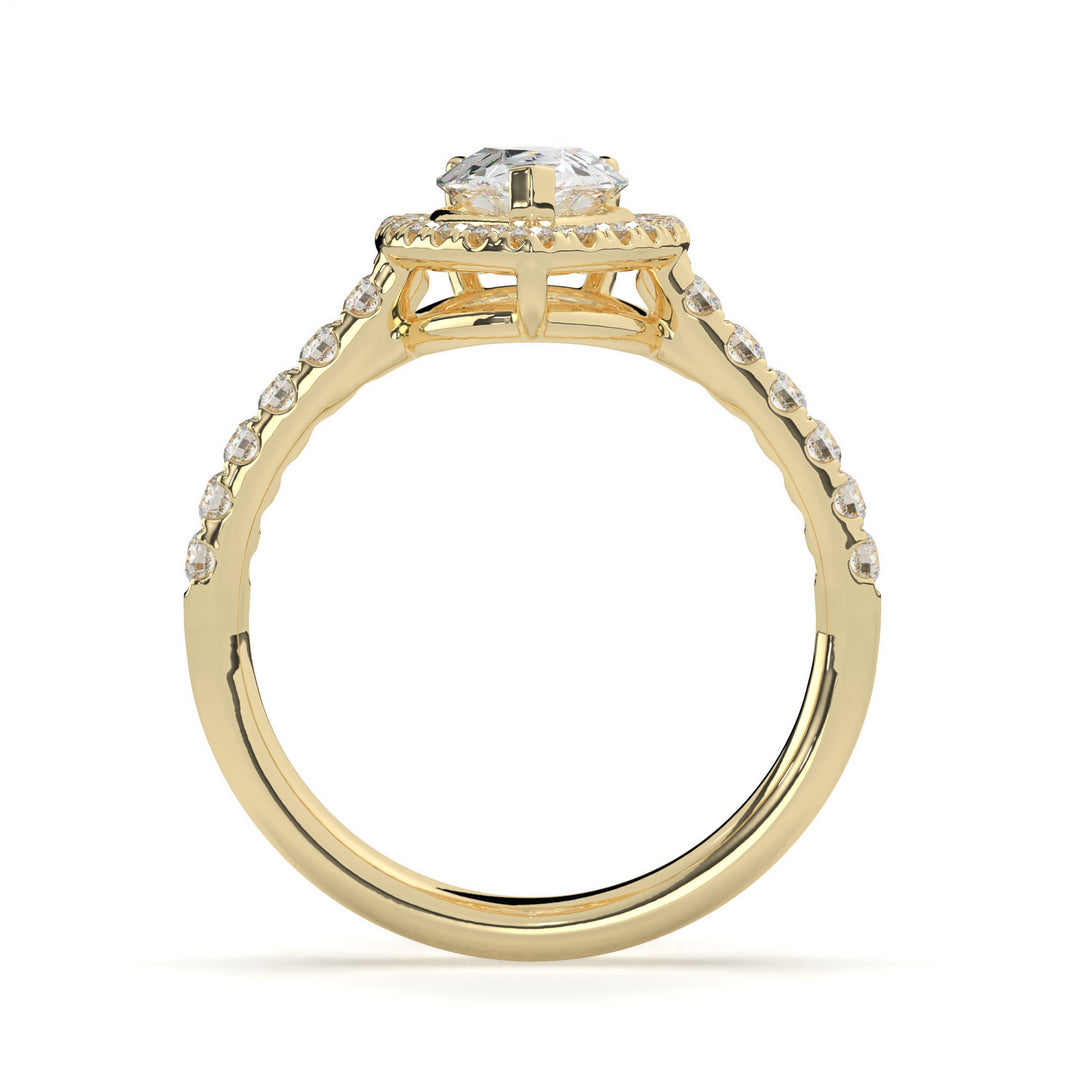 Yvette  Pear Halo Solitaire Ring