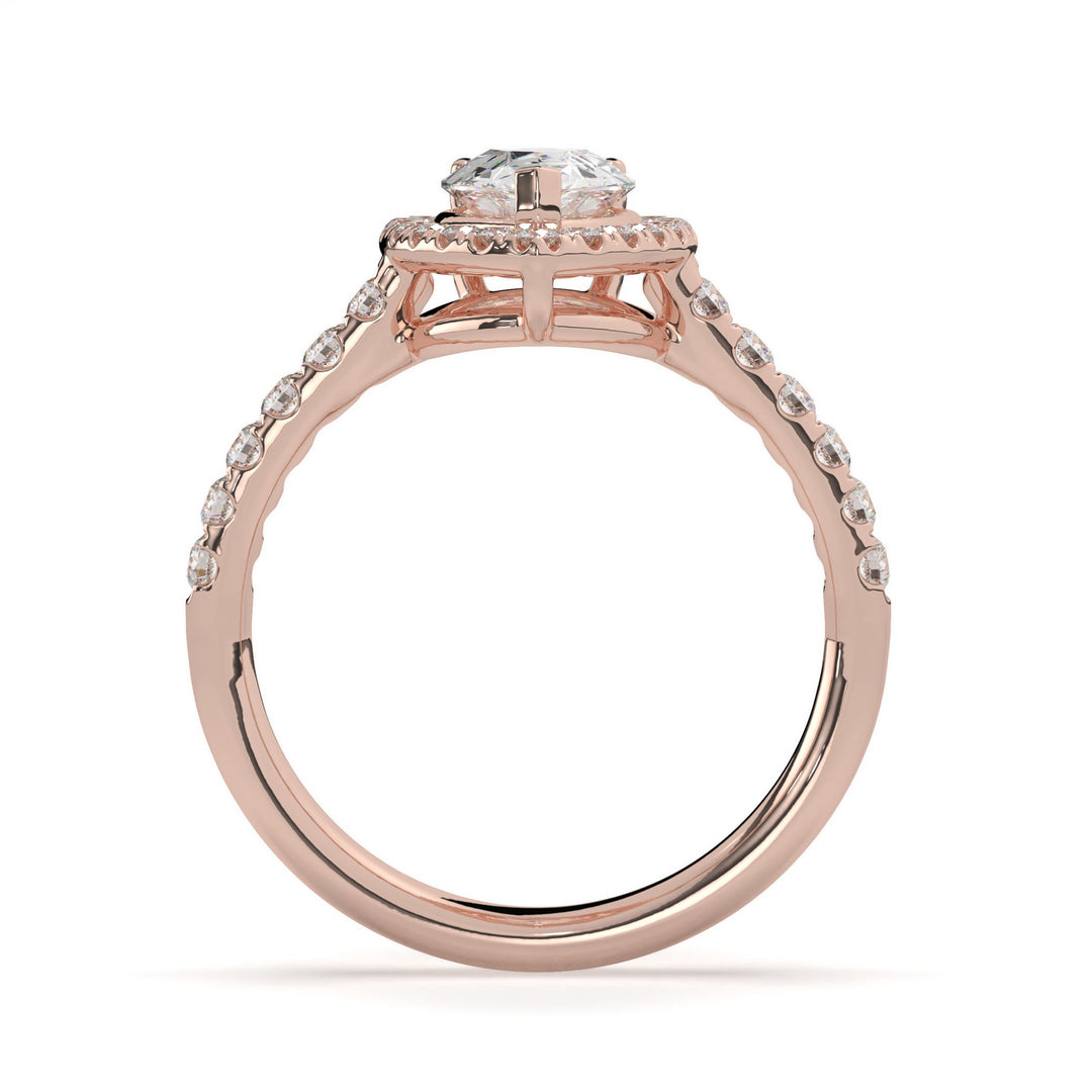 Yvette  Pear Halo Solitaire Ring