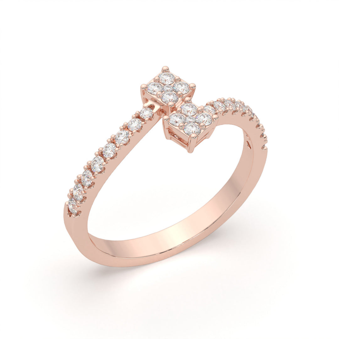 Hélène - Elegant twin-square diamond ring