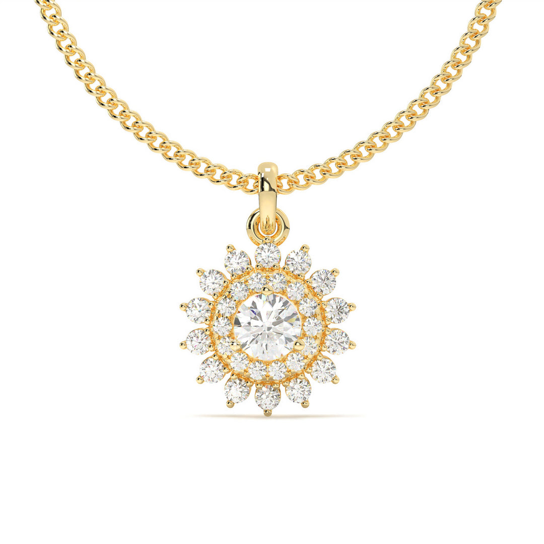 Coralie - Sunburst Diamond Halo Pendant