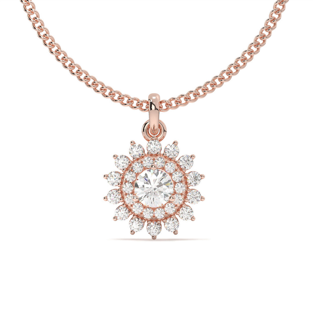 Coralie <br> Sunburst Diamond Halo Pendant