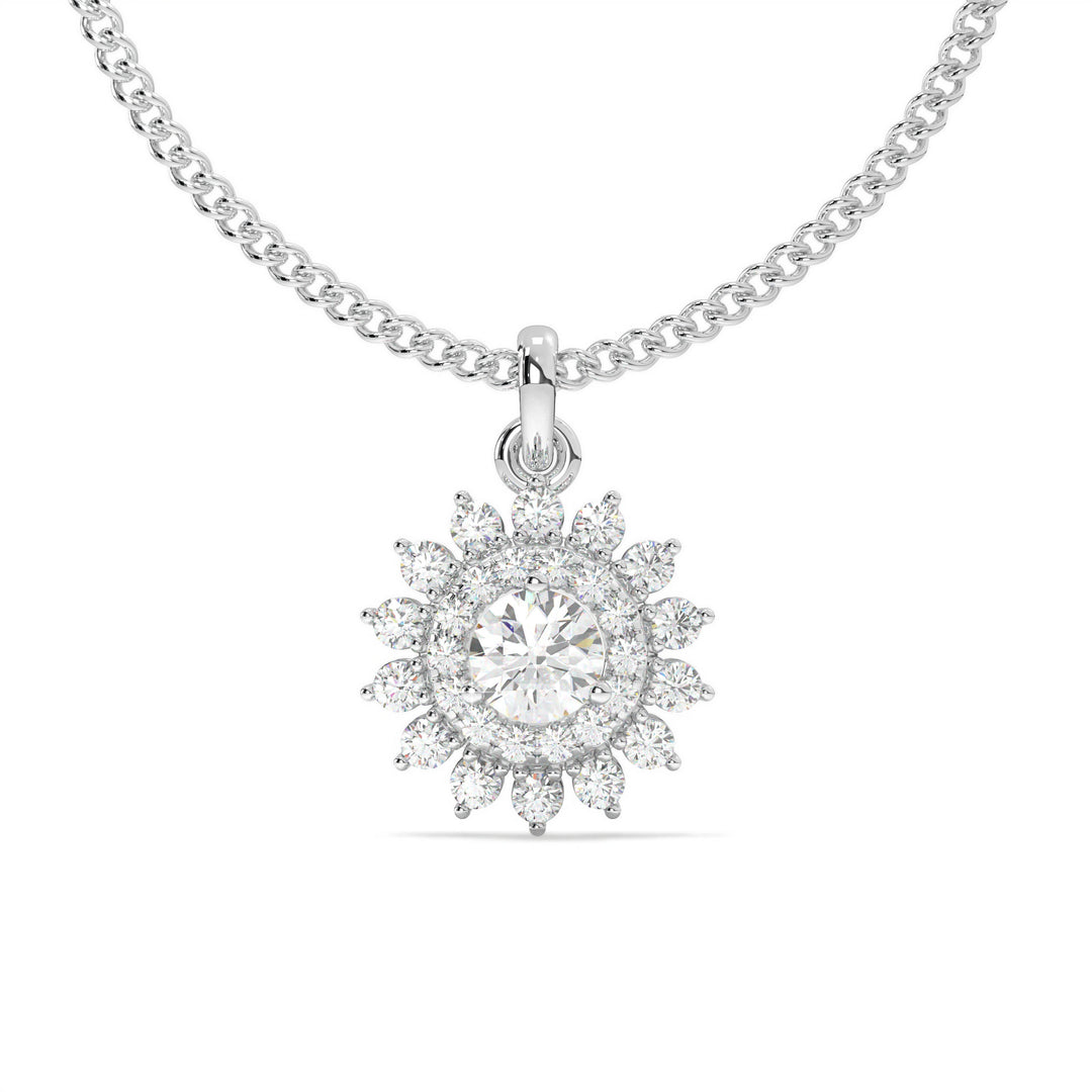 Coralie - Sunburst Diamond Halo Pendant