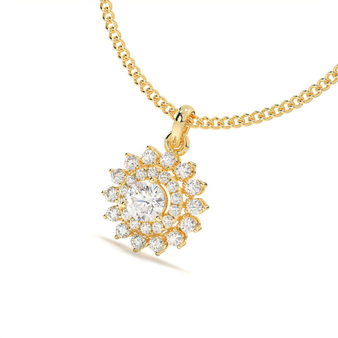 Coralie <br> Sunburst Diamond Halo Pendant