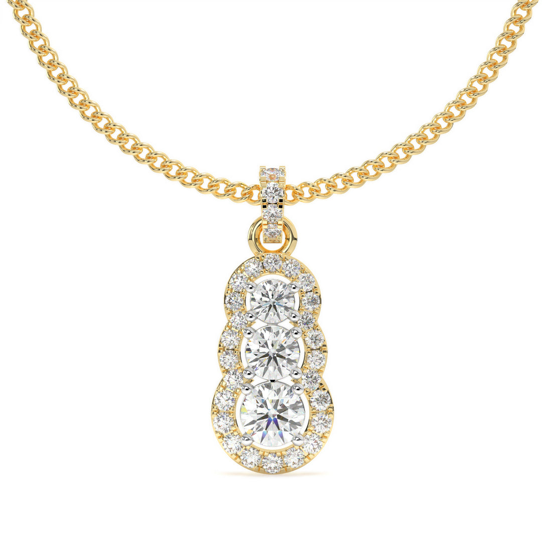 Cosette - Triple Diamond Halo Pendant