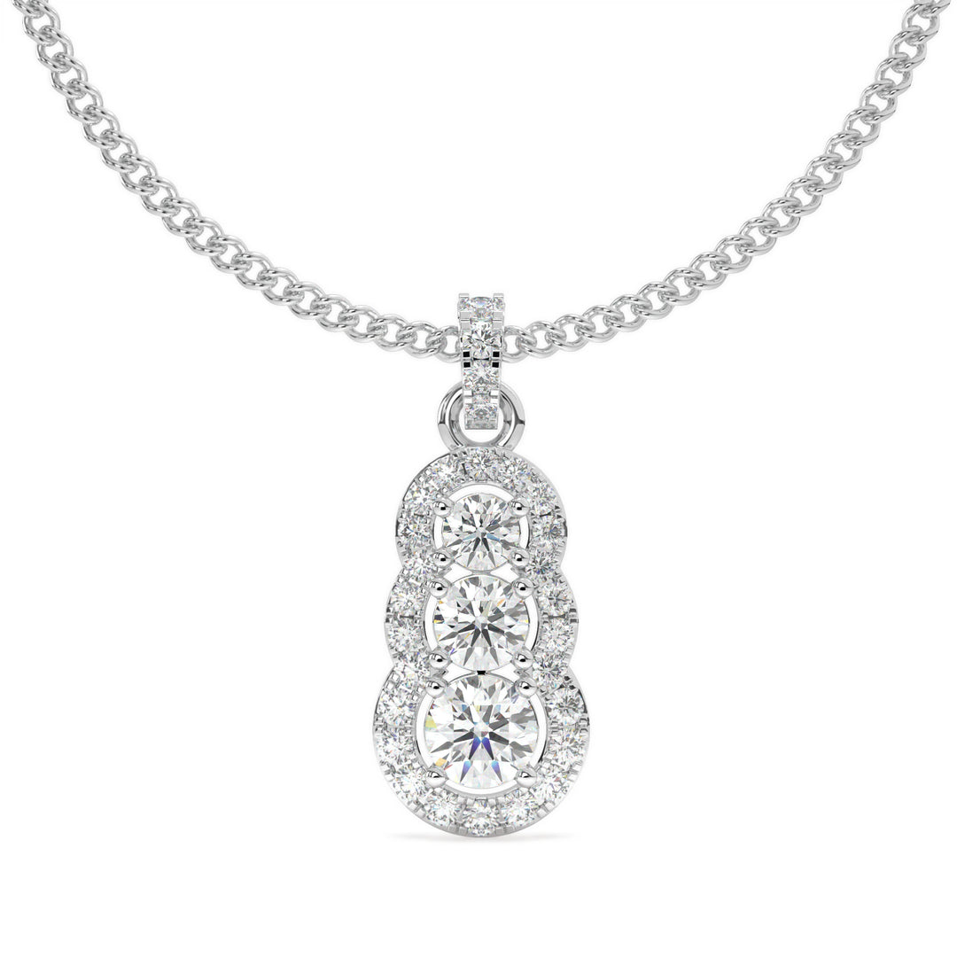 Cosette - Triple Diamond Halo Pendant