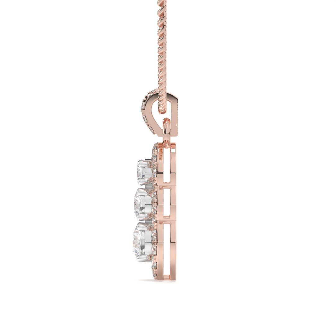 Cosette - Triple Diamond Halo Pendant
