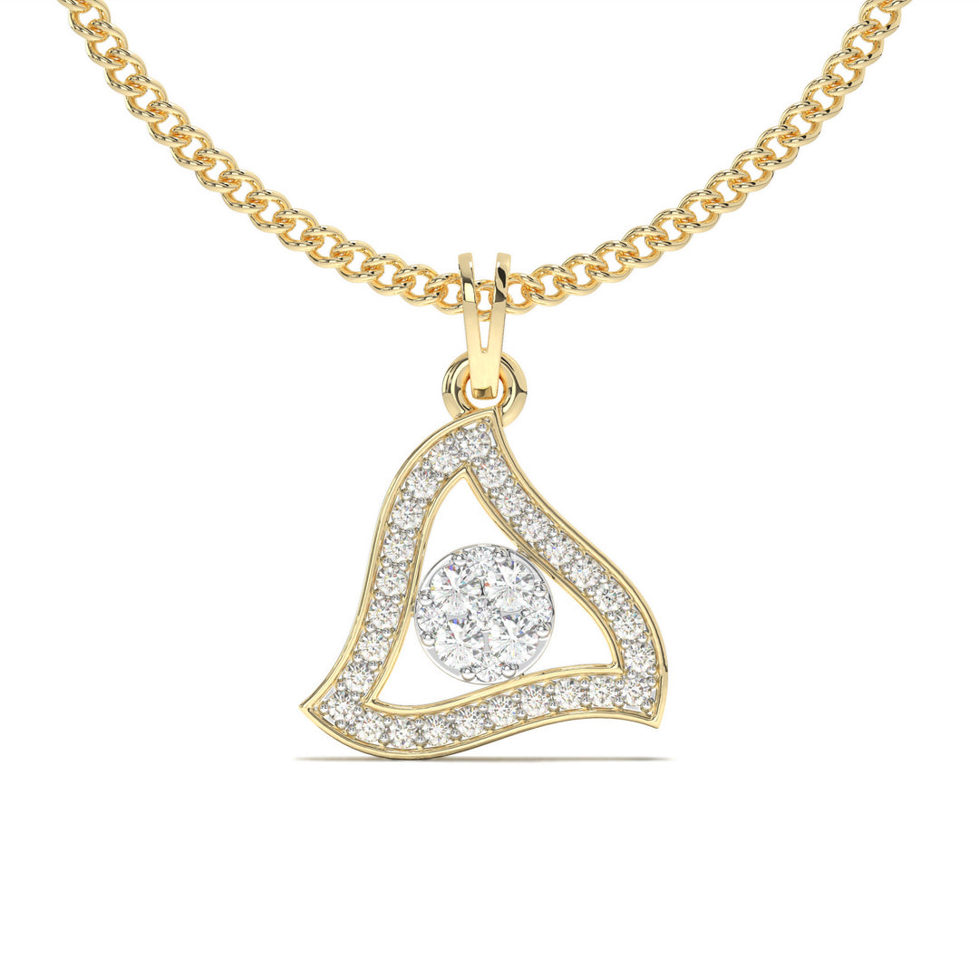 Manon  Modern Triangular Pendant with Diamonds