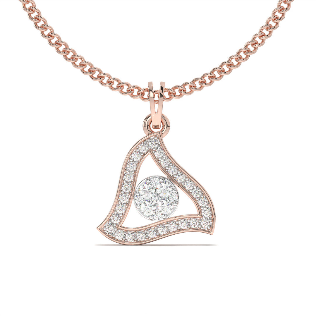 Manon  Modern Triangular Pendant with Diamonds