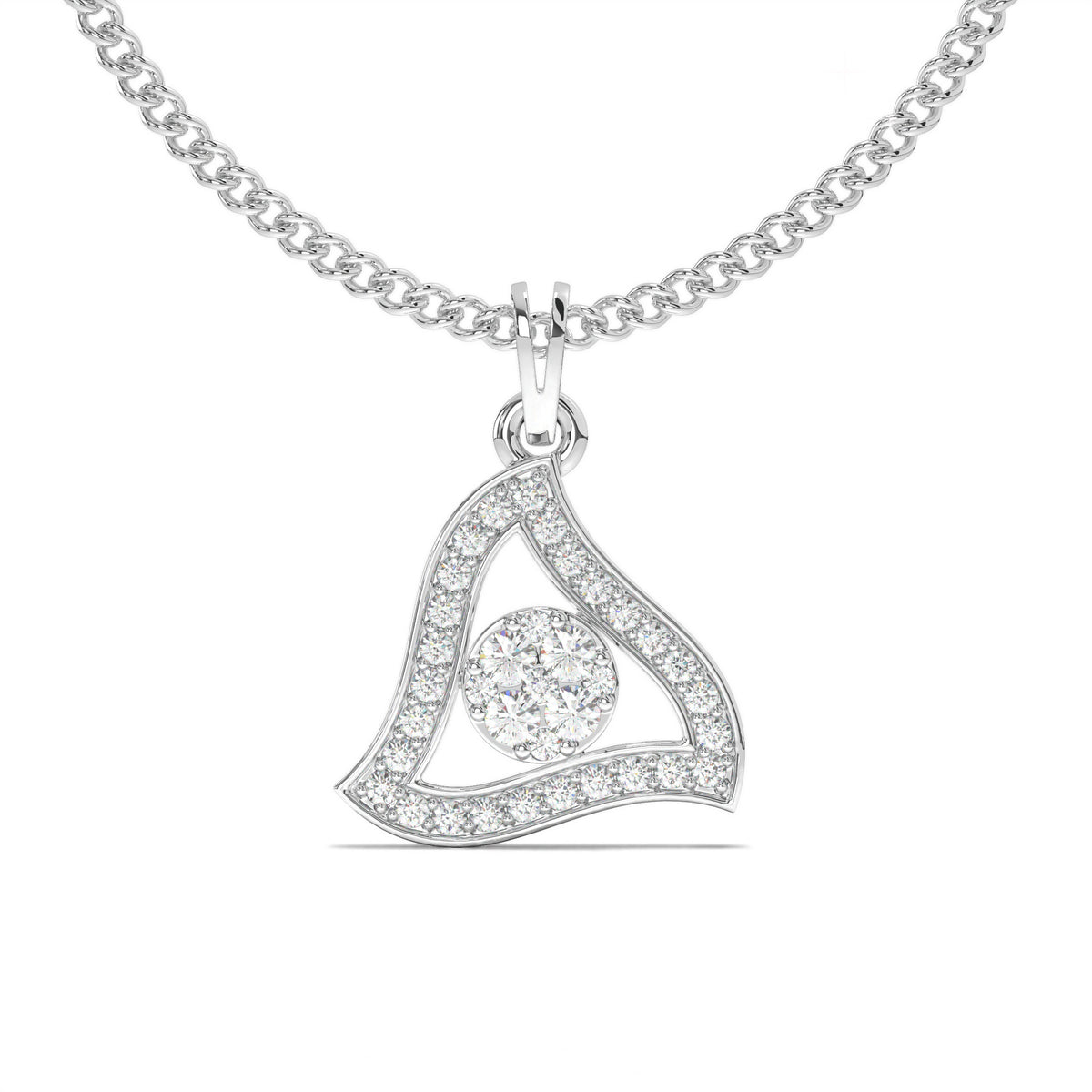 Manon  modern triangular pendant with diamonds