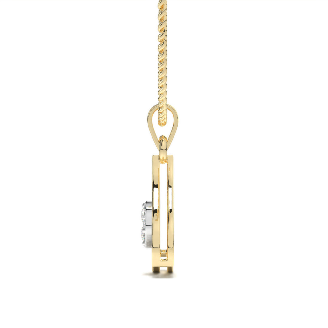 Manon  Modern Triangular Pendant with Diamonds