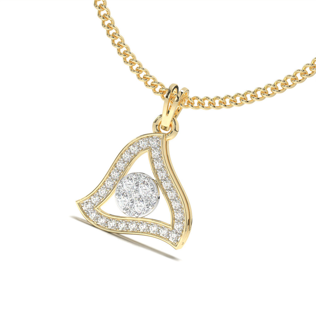 Manon  Modern Triangular Pendant with Diamonds