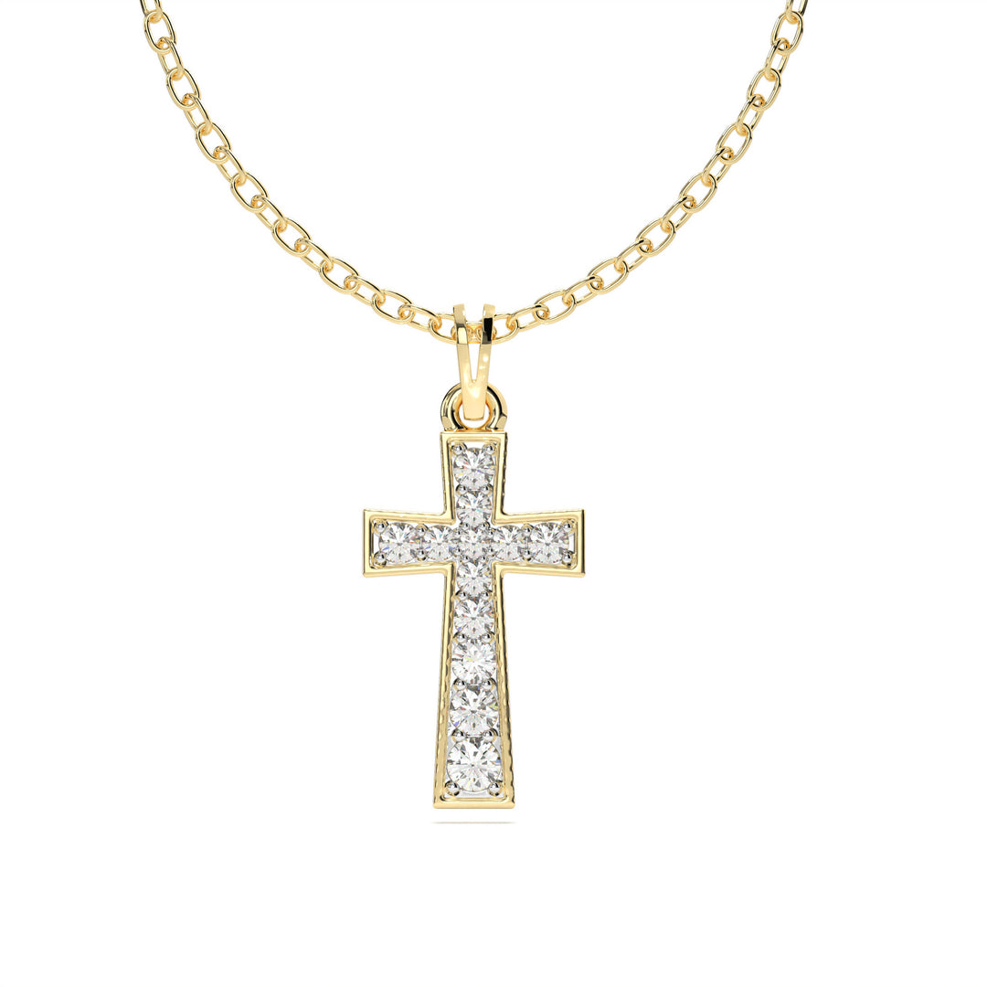 Noèle - Classic Cross Pendant with Diamonds