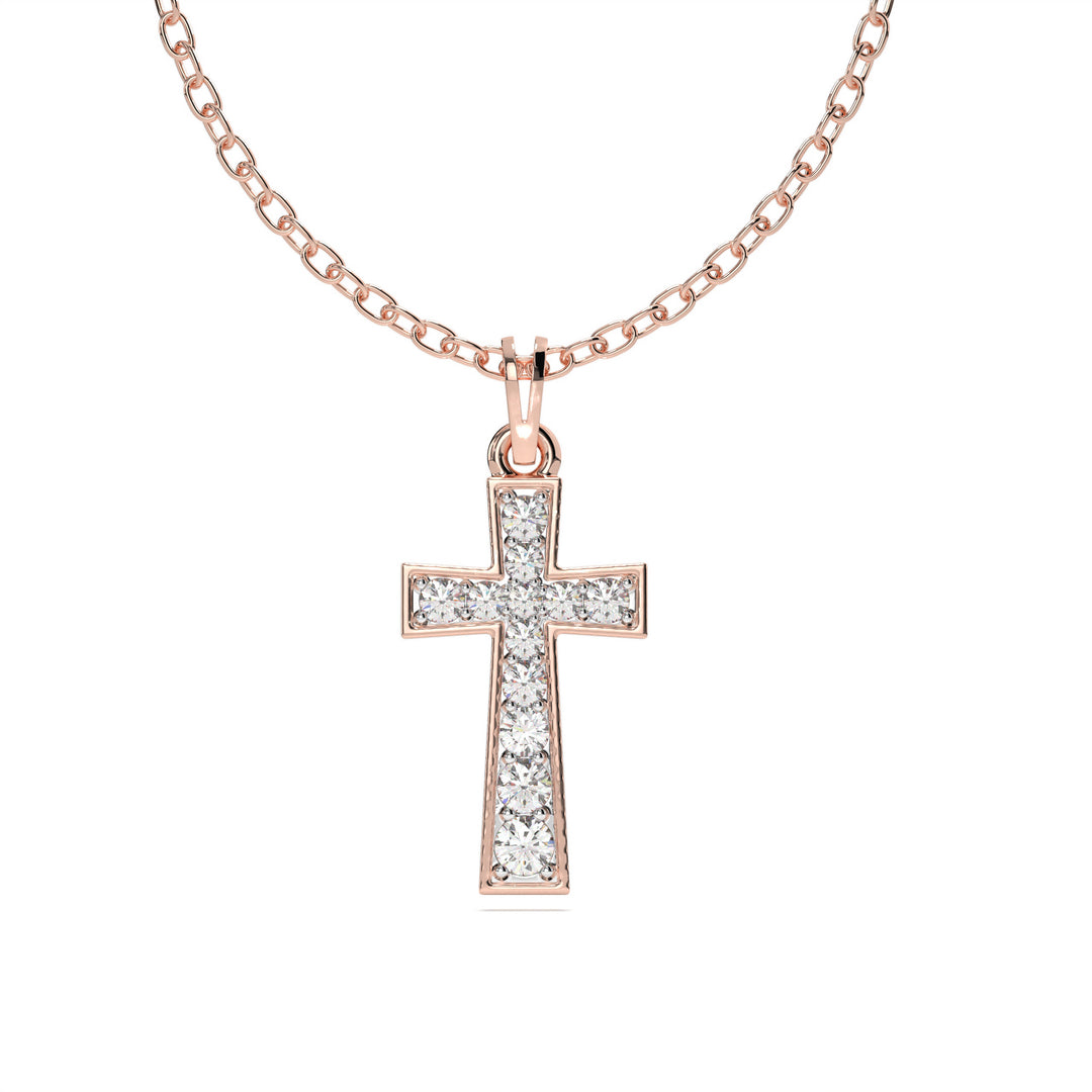 Noèle - Classic Cross Pendant with Diamonds