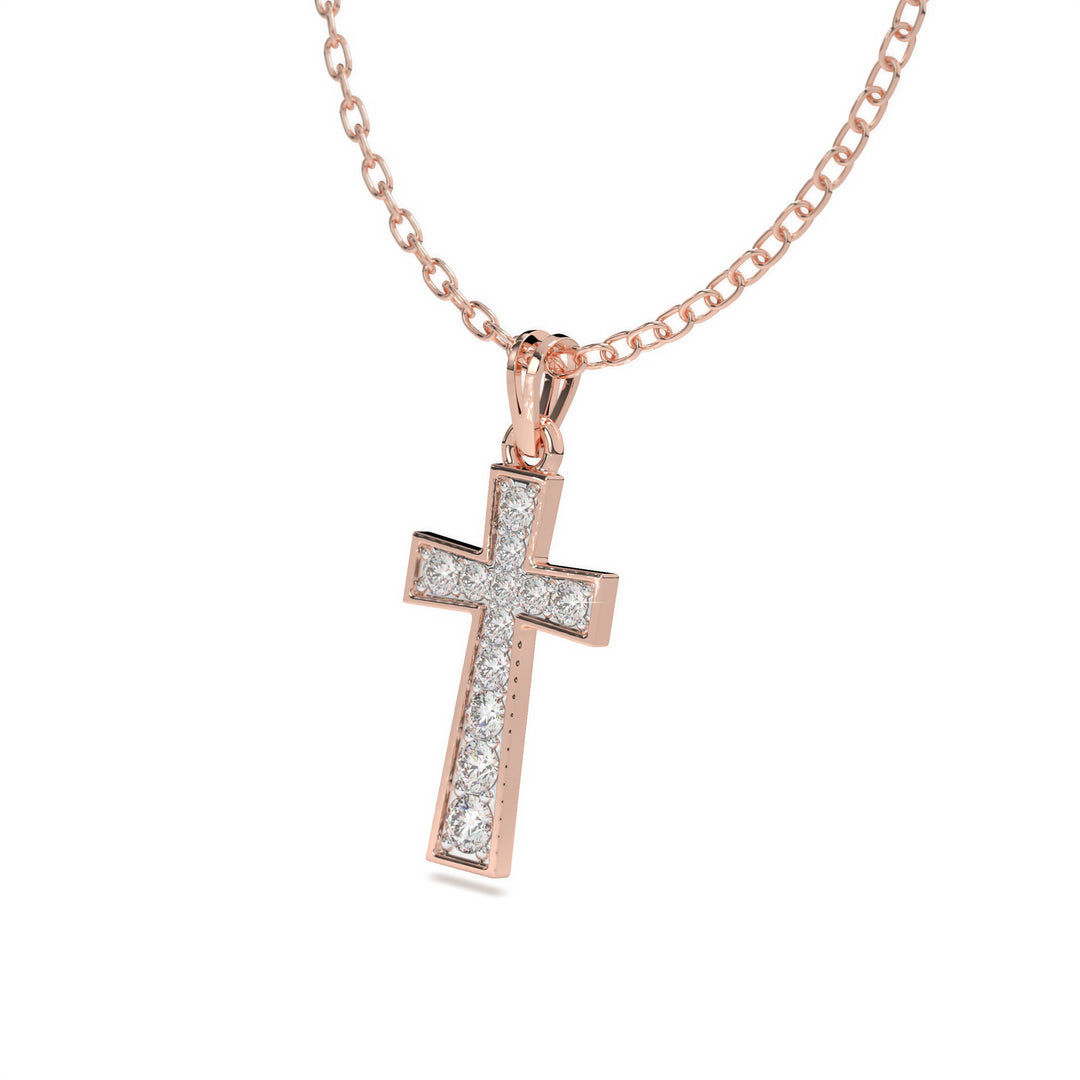 Noèle - Classic Cross Pendant with Diamonds