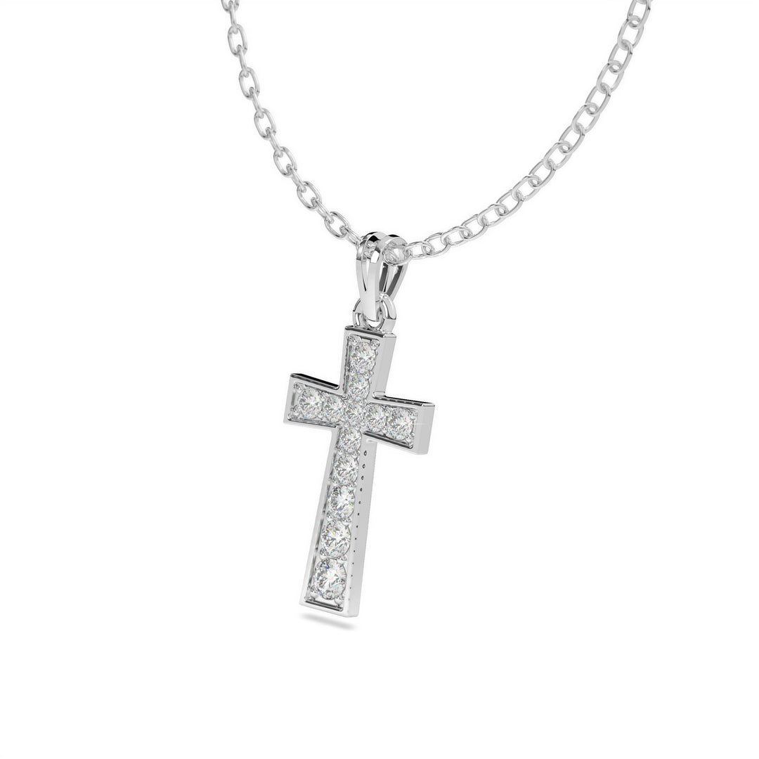 Noèle - Classic Cross Pendant with Diamonds