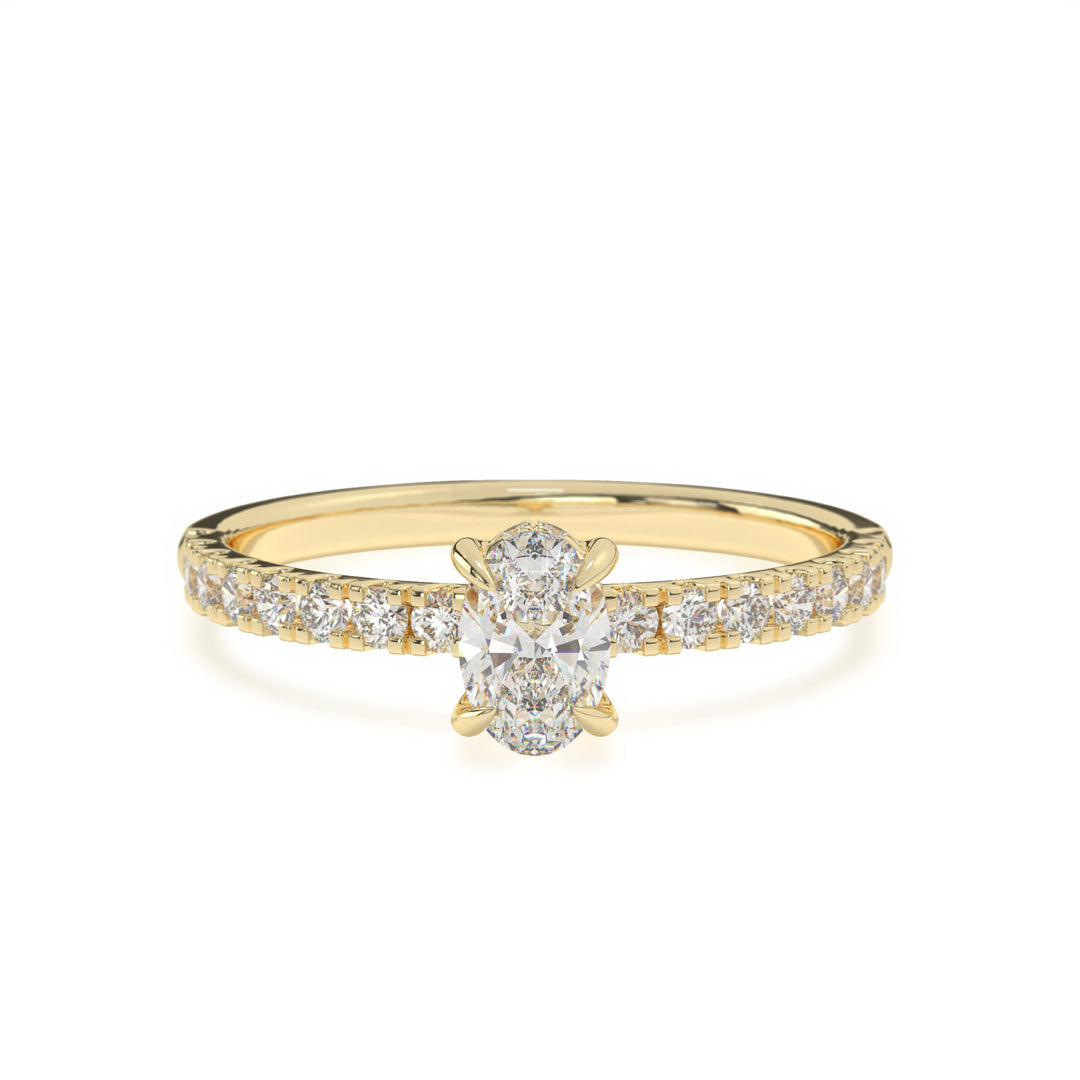 Anna  Oval Solitaire with Hidden Halo and PavÃ©