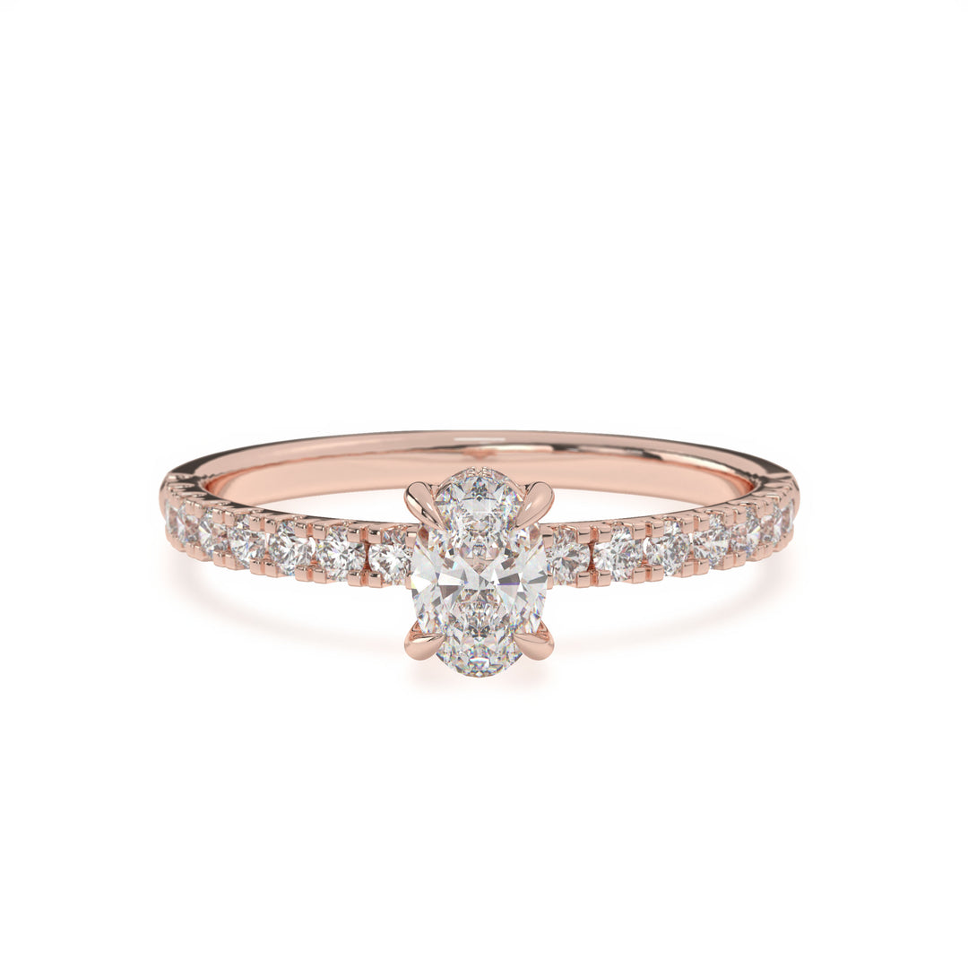 Anna  Oval Solitaire with Hidden Halo and PavÃ©