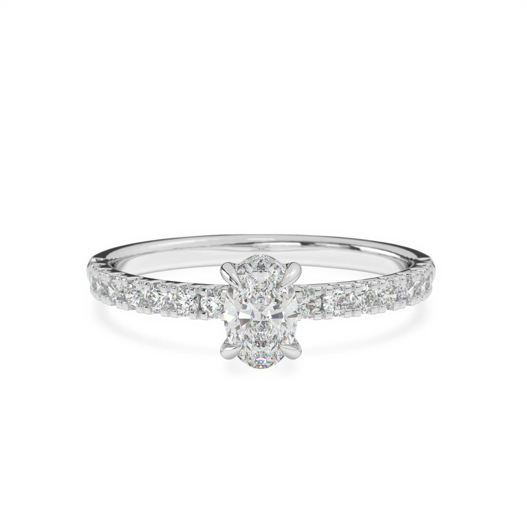 Anna  Oval Solitaire with Hidden Halo and PavÃ©