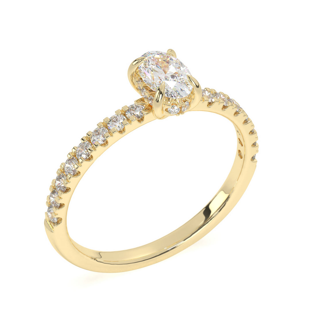 Anna  Oval Solitaire with Hidden Halo and PavÃ©