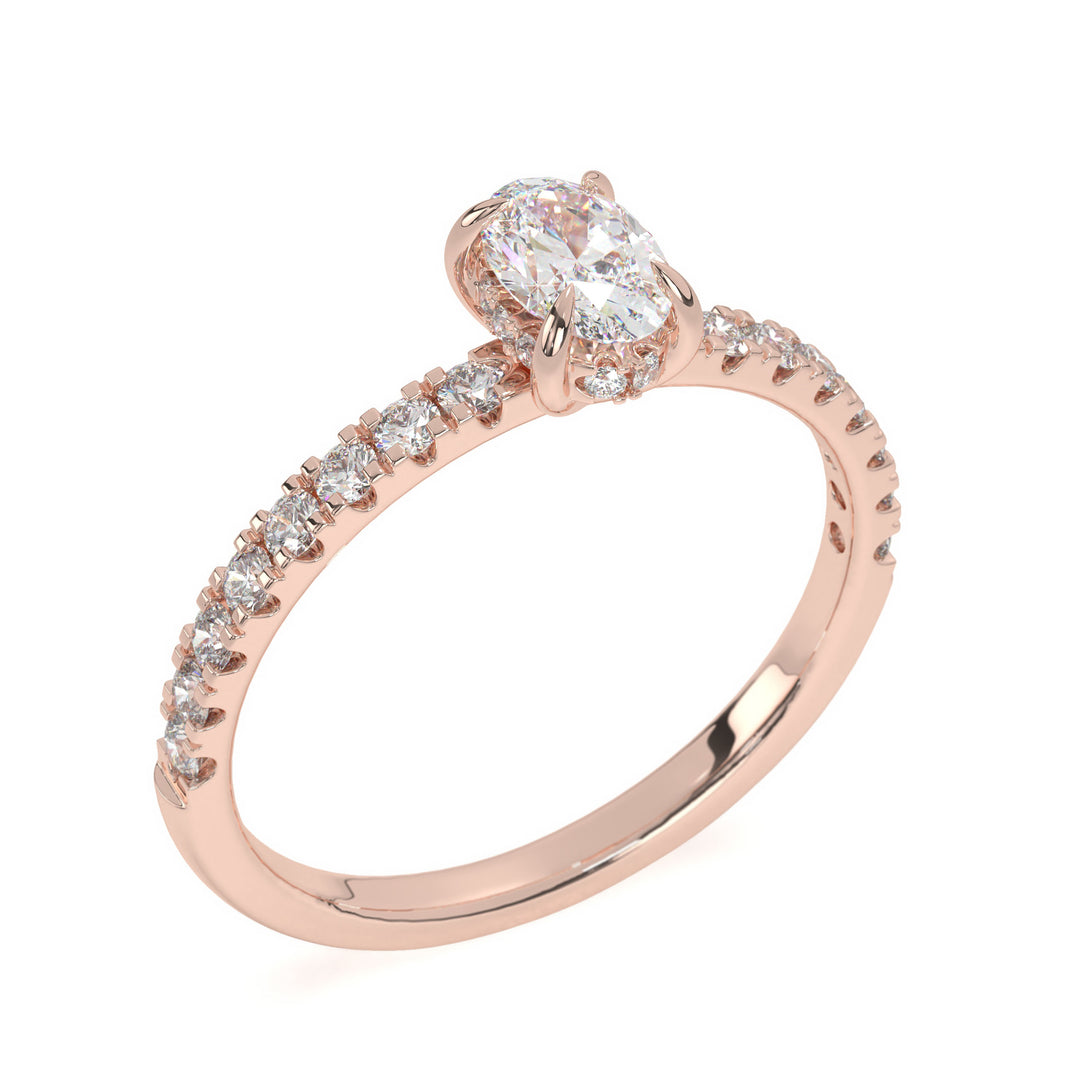 Anna  Oval Solitaire with Hidden Halo and PavÃ©