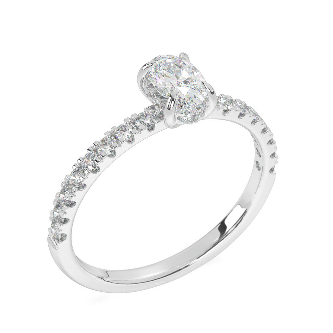 Anna  Oval Solitaire with Hidden Halo and PavÃ©