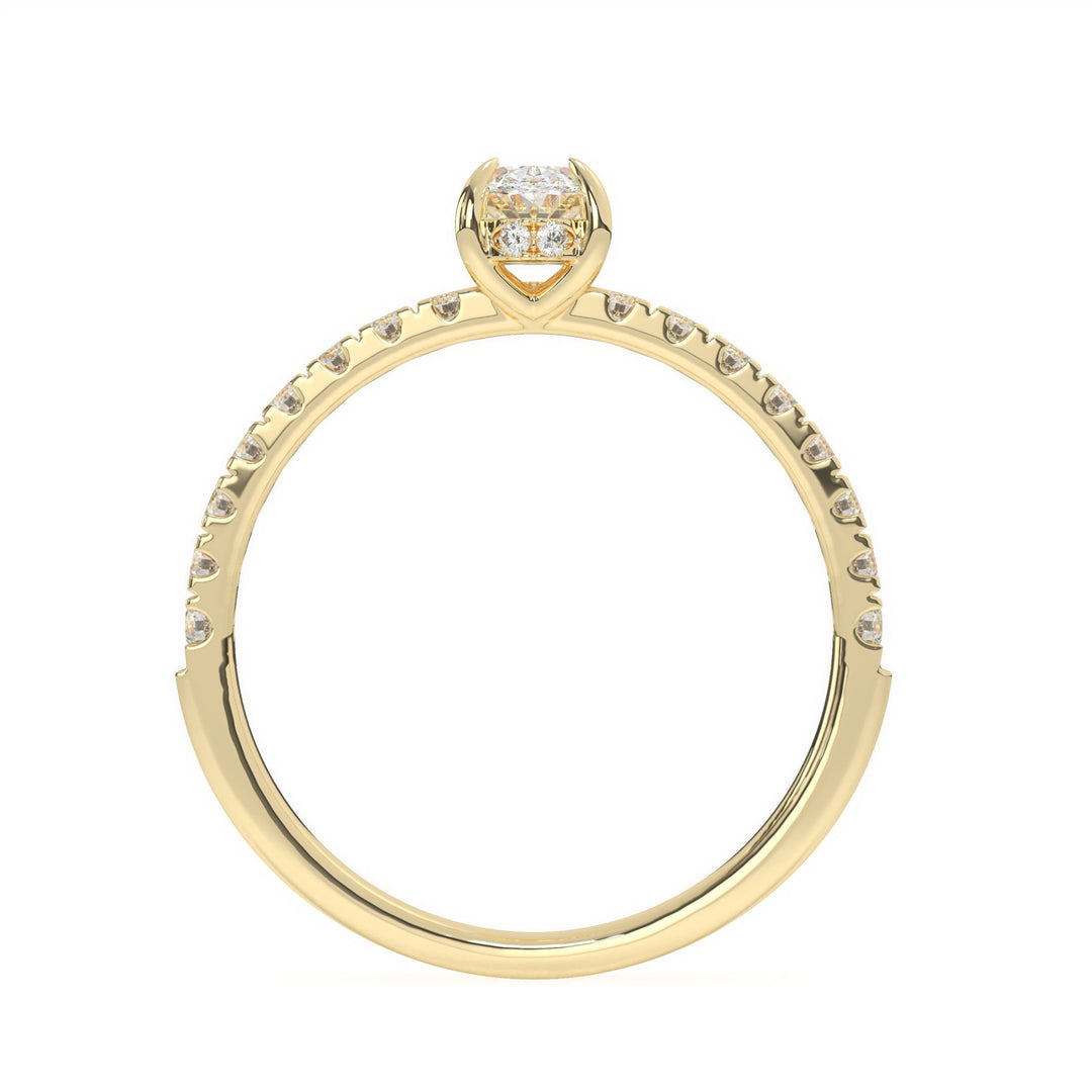 Anna  Oval Solitaire with Hidden Halo and PavÃ©